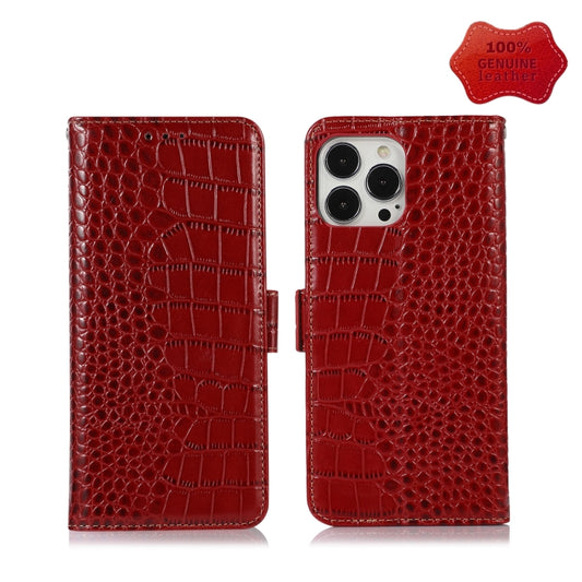 For iPhone 13 Pro Max Crocodile Top Layer Cowhide Leather Phone Case (Red) - iPhone 13 Pro Max Cases by buy2fix | Online Shopping UK | buy2fix