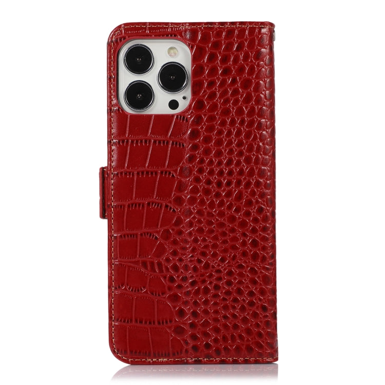 For iPhone 13 Pro Max Crocodile Top Layer Cowhide Leather Phone Case (Red) - iPhone 13 Pro Max Cases by buy2fix | Online Shopping UK | buy2fix