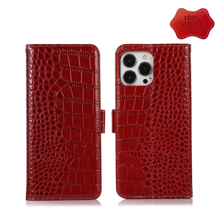 For iPhone 12 Pro Max Crocodile Top Layer Cowhide Leather Phone Case(Red) - iPhone 12 Pro Max Cases by buy2fix | Online Shopping UK | buy2fix
