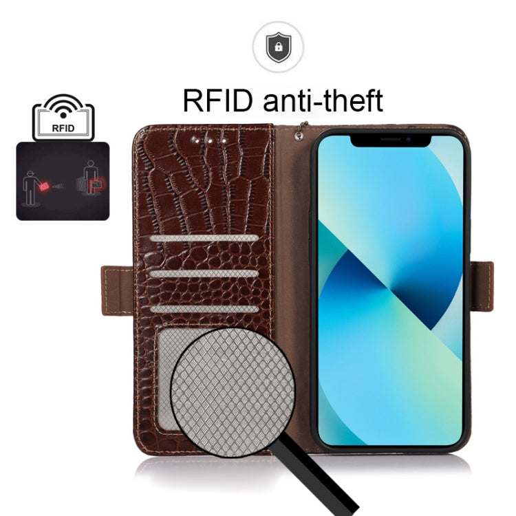 For iPhone 12 Pro Max Crocodile Top Layer Cowhide Leather Phone Case(Brown) - iPhone 12 Pro Max Cases by buy2fix | Online Shopping UK | buy2fix