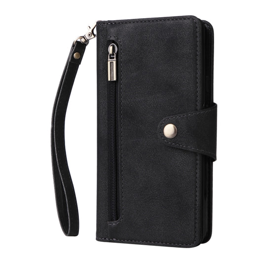 For Google Pixel 3A XL Rivet Buckle 9 Cards Three Fold Leather Phone Case(Black) by buy2fix