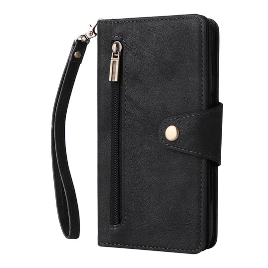 For Google Pixel 4A 4G Rivet Buckle 9 Cards Three Fold Leather Phone Case(Black) by buy2fix
