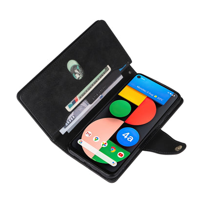 For Google Pixel 4A 5G Rivet Buckle 9 Cards Three Fold Leather Phone Case(Black) by buy2fix