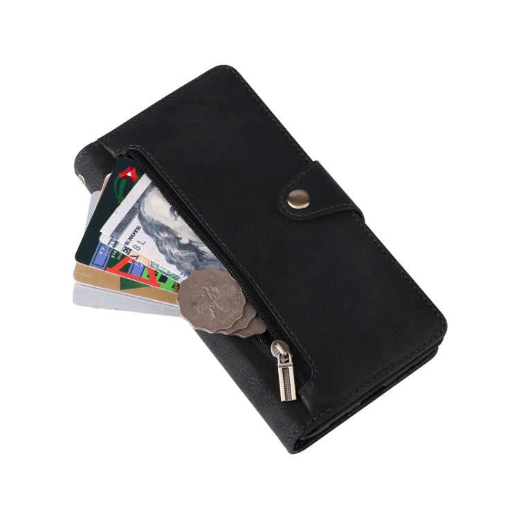 For Google Pixel 4A 5G Rivet Buckle 9 Cards Three Fold Leather Phone Case(Black) by buy2fix