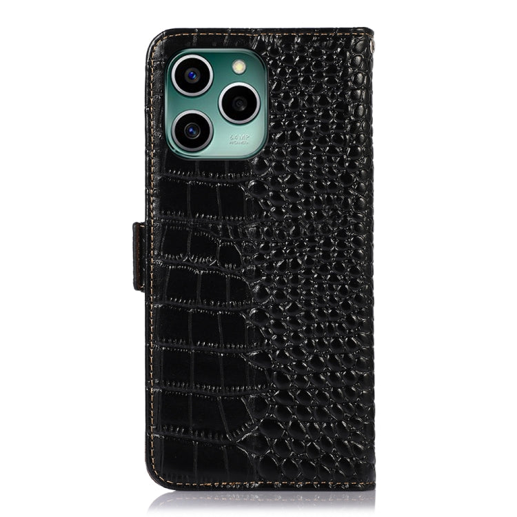 For Honor 60 SE Crocodile Top Layer Cowhide Leather Phone Case(Black) - Honor Cases by buy2fix | Online Shopping UK | buy2fix