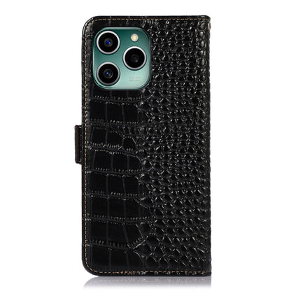 For Honor 60 SE Crocodile Top Layer Cowhide Leather Phone Case(Black) - Honor Cases by buy2fix | Online Shopping UK | buy2fix