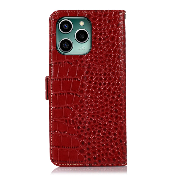For Honor 60 SE Crocodile Top Layer Cowhide Leather Phone Case(Red) - Honor Cases by buy2fix | Online Shopping UK | buy2fix