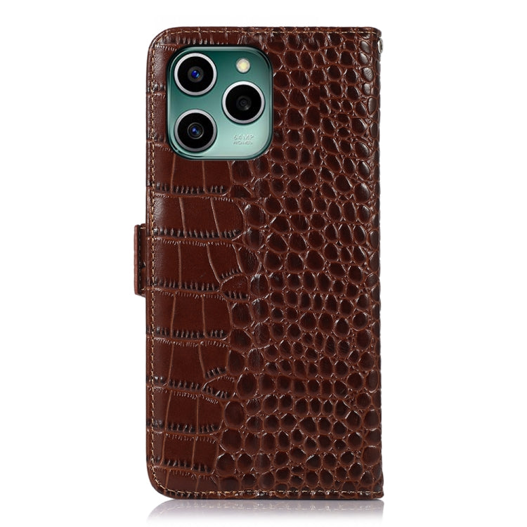For Honor 60 SE Crocodile Top Layer Cowhide Leather Phone Case(Brown) - Honor Cases by buy2fix | Online Shopping UK | buy2fix