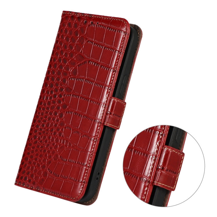 For Motorola Moto G22 Crocodile Top Layer Cowhide Leather Phone Case(Red) - Motorola Cases by buy2fix | Online Shopping UK | buy2fix