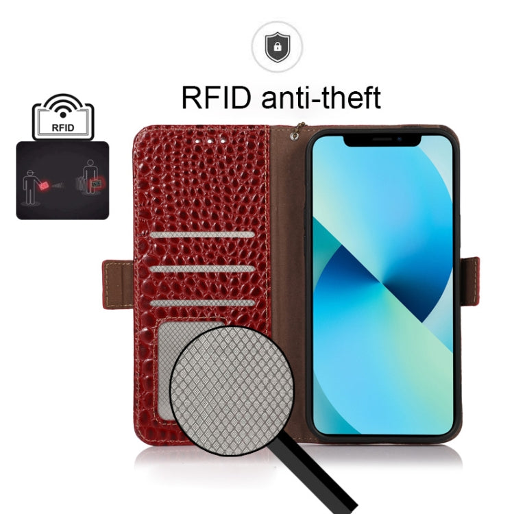 For Motorola Moto G22 Crocodile Top Layer Cowhide Leather Phone Case(Red) - Motorola Cases by buy2fix | Online Shopping UK | buy2fix