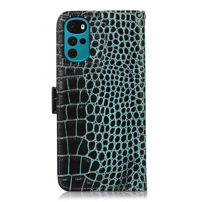 For Motorola Moto G22 Crocodile Top Layer Cowhide Leather Phone Case(Green) - Motorola Cases by buy2fix | Online Shopping UK | buy2fix