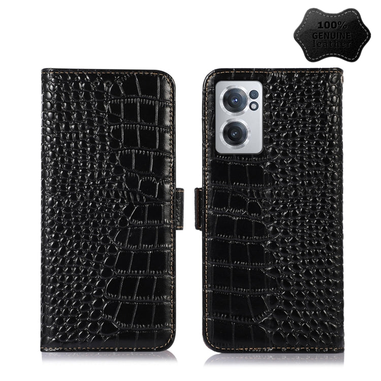 For OnePlus Nord CE 2 5G Crocodile Top Layer Cowhide Leather Phone Case(Black) - OnePlus Cases by buy2fix | Online Shopping UK | buy2fix