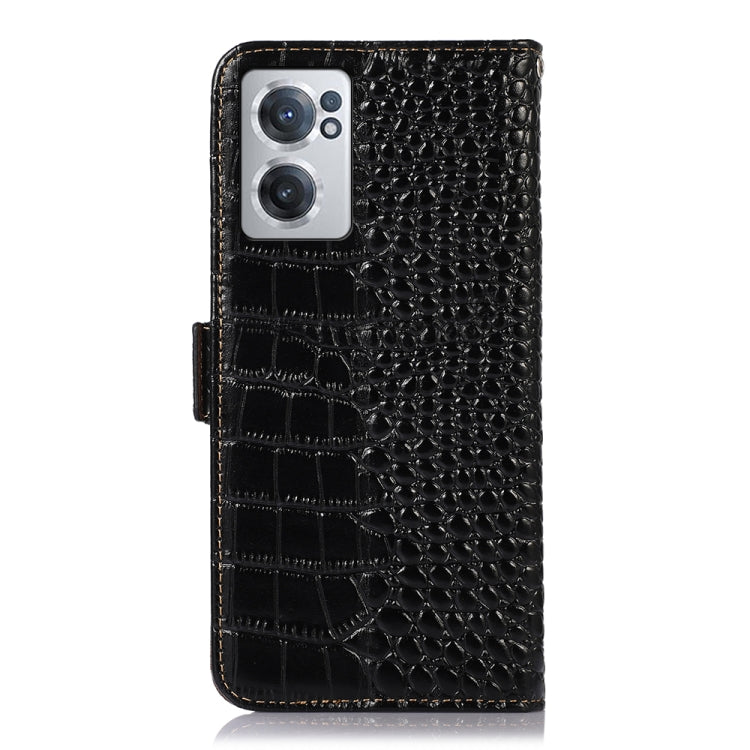 For OnePlus Nord CE 2 5G Crocodile Top Layer Cowhide Leather Phone Case(Black) - OnePlus Cases by buy2fix | Online Shopping UK | buy2fix