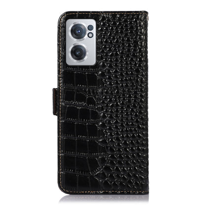 For OnePlus Nord CE 2 5G Crocodile Top Layer Cowhide Leather Phone Case(Black) - OnePlus Cases by buy2fix | Online Shopping UK | buy2fix
