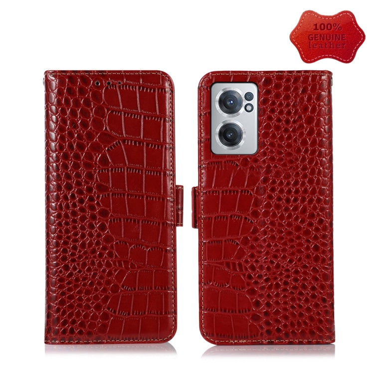 For OnePlus Nord CE 2 5G Crocodile Top Layer Cowhide Leather Phone Case(Red) - OnePlus Cases by buy2fix | Online Shopping UK | buy2fix