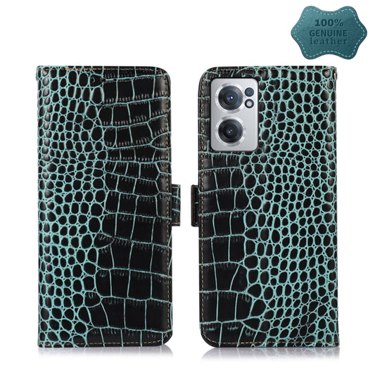 For OnePlus Nord CE 2 5G Crocodile Top Layer Cowhide Leather Phone Case(Green) - OnePlus Cases by buy2fix | Online Shopping UK | buy2fix