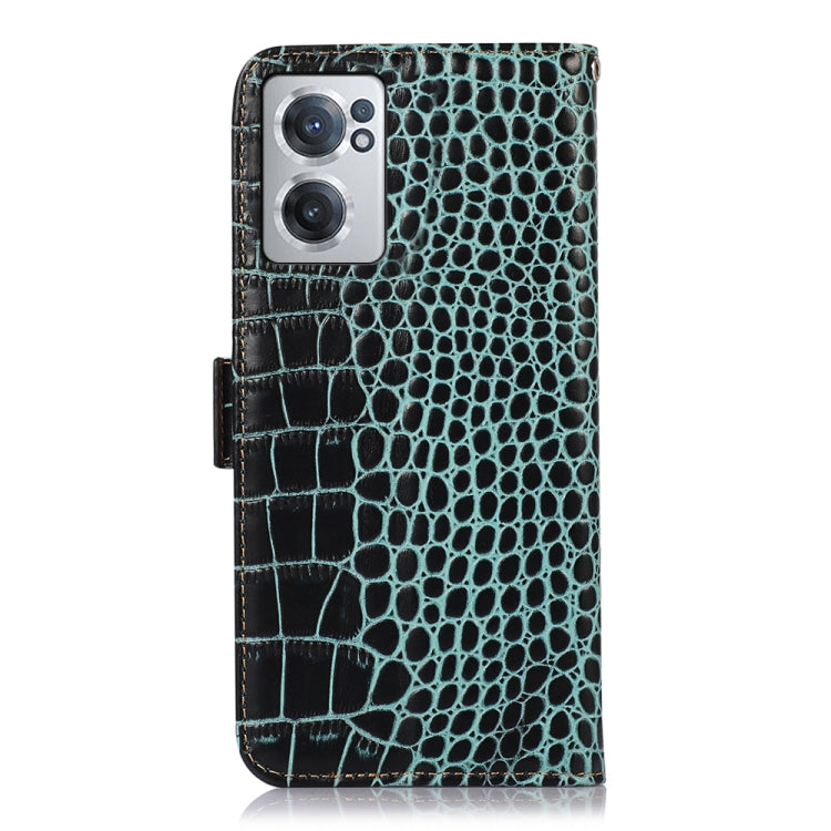 For OnePlus Nord CE 2 5G Crocodile Top Layer Cowhide Leather Phone Case(Green) - OnePlus Cases by buy2fix | Online Shopping UK | buy2fix