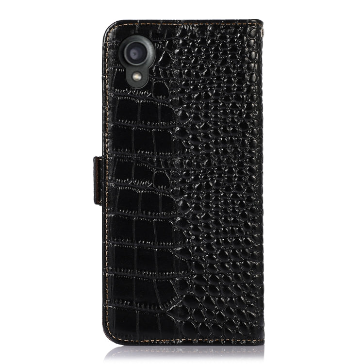 For Kyocera Digno BX2 Crocodile Top Layer Cowhide Leather Phone Case(Black) - More Brand by buy2fix | Online Shopping UK | buy2fix