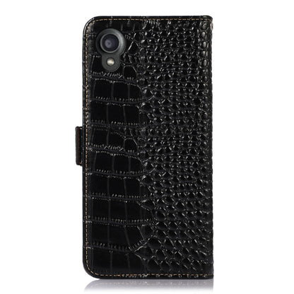 For Kyocera Digno BX2 Crocodile Top Layer Cowhide Leather Phone Case(Black) - More Brand by buy2fix | Online Shopping UK | buy2fix
