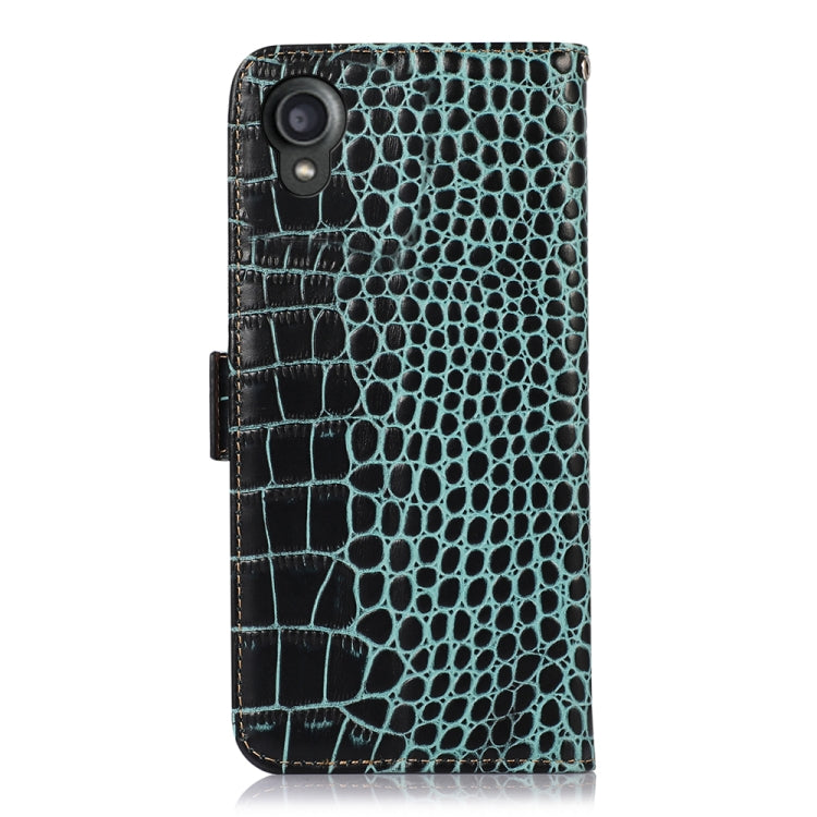 For Kyocera Digno BX2 Crocodile Top Layer Cowhide Leather Phone Case(Green) - More Brand by buy2fix | Online Shopping UK | buy2fix