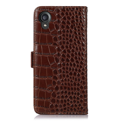For Kyocera Digno BX2 Crocodile Top Layer Cowhide Leather Phone Case(Brown) - More Brand by buy2fix | Online Shopping UK | buy2fix