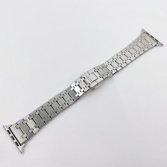 Oak Three Strains Metal Watch Band For Apple Watch Series 9&8&7 41mm / SE 3&SE 2&6&SE&5&4 40mm / 3&2&1 38mm by buy2fix