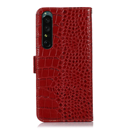 For Sony Xperia 1 IV Crocodile Top Layer Cowhide Leather Phone Case(Red) - Sony Cases by buy2fix | Online Shopping UK | buy2fix