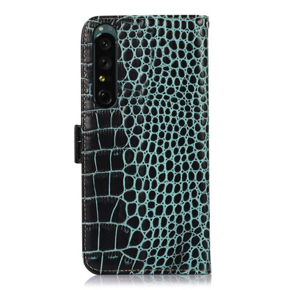 For Sony Xperia 1 IV Crocodile Top Layer Cowhide Leather Phone Case(Green) - Sony Cases by buy2fix | Online Shopping UK | buy2fix