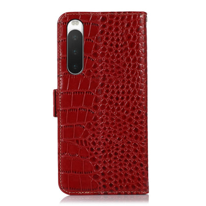 For Sony Xperia 10 IV Crocodile Top Layer Cowhide Leather Phone Case(Red) - Sony Cases by buy2fix | Online Shopping UK | buy2fix