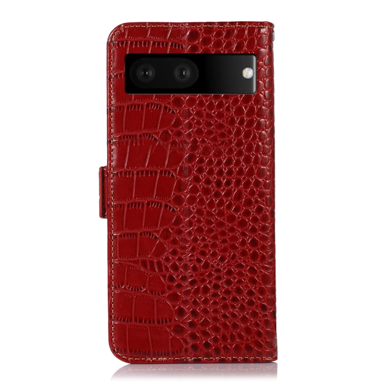 For Google Pixel 7 5G Crocodile Top Layer Cowhide Leather Phone Case(Red) - Google Cases by buy2fix | Online Shopping UK | buy2fix