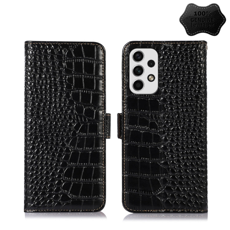 For Samsung Galaxy A33 5G Crocodile Top Layer Cowhide Leather Phone Case(Black) - Galaxy Phone Cases by buy2fix | Online Shopping UK | buy2fix