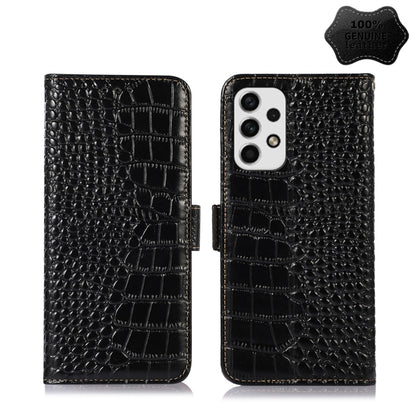 For Samsung Galaxy A33 5G Crocodile Top Layer Cowhide Leather Phone Case(Black) - Galaxy Phone Cases by buy2fix | Online Shopping UK | buy2fix