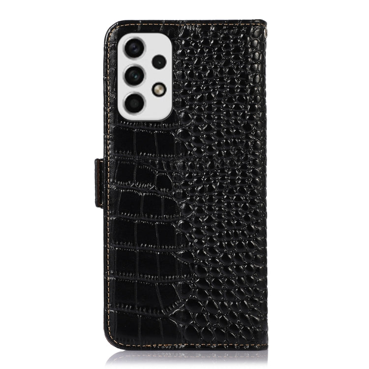 For Samsung Galaxy A33 5G Crocodile Top Layer Cowhide Leather Phone Case(Black) - Galaxy Phone Cases by buy2fix | Online Shopping UK | buy2fix
