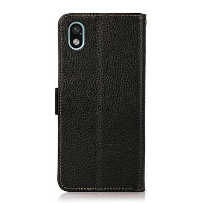 For Sony Xperia Ace III KHAZNEH Side-Magnetic Litchi Genuine Leather RFID Phone Case(Black) - Sony Cases by buy2fix | Online Shopping UK | buy2fix