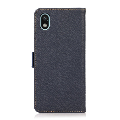 For Sony Xperia Ace III KHAZNEH Side-Magnetic Litchi Genuine Leather RFID Phone Case(Blue) - Sony Cases by buy2fix | Online Shopping UK | buy2fix