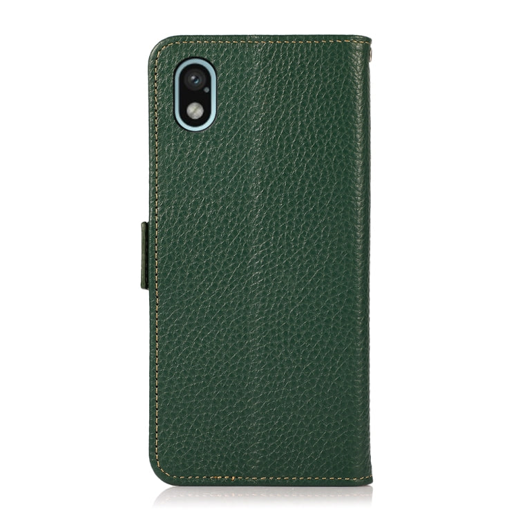 For Sony Xperia Ace III KHAZNEH Side-Magnetic Litchi Genuine Leather RFID Phone Case(Green) - Sony Cases by buy2fix | Online Shopping UK | buy2fix