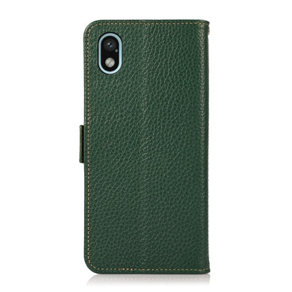 For Sony Xperia Ace III KHAZNEH Side-Magnetic Litchi Genuine Leather RFID Phone Case(Green) - Sony Cases by buy2fix | Online Shopping UK | buy2fix