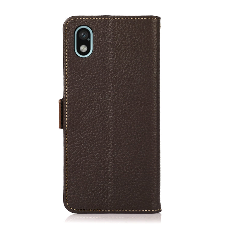 For Sony Xperia Ace III KHAZNEH Side-Magnetic Litchi Genuine Leather RFID Phone Case(Brown) - Sony Cases by buy2fix | Online Shopping UK | buy2fix