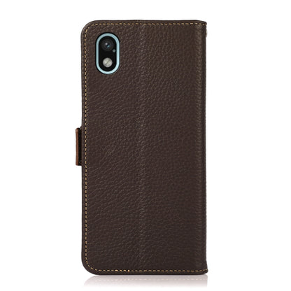 For Sony Xperia Ace III KHAZNEH Side-Magnetic Litchi Genuine Leather RFID Phone Case(Brown) - Sony Cases by buy2fix | Online Shopping UK | buy2fix