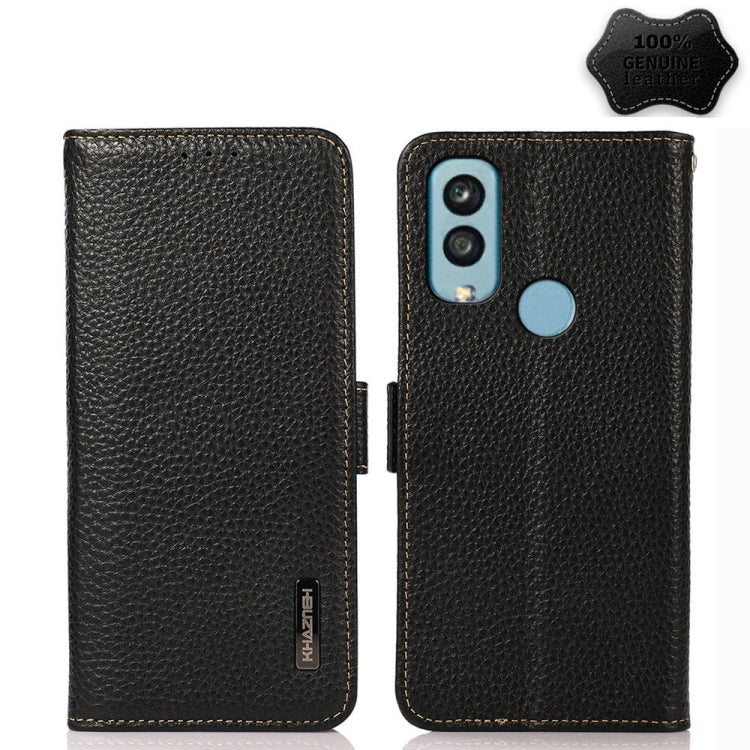 For Kyocera Android One S9 KHAZNEH Side-Magnetic Litchi Genuine Leather RFID Phone Case(Black) - More Brand by buy2fix | Online Shopping UK | buy2fix