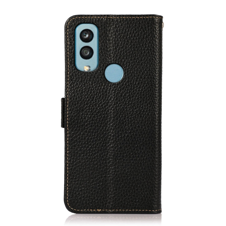 For Kyocera Android One S9 KHAZNEH Side-Magnetic Litchi Genuine Leather RFID Phone Case(Black) - More Brand by buy2fix | Online Shopping UK | buy2fix