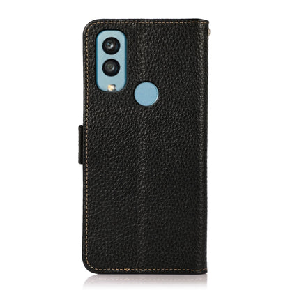 For Kyocera Android One S9 KHAZNEH Side-Magnetic Litchi Genuine Leather RFID Phone Case(Black) - More Brand by buy2fix | Online Shopping UK | buy2fix