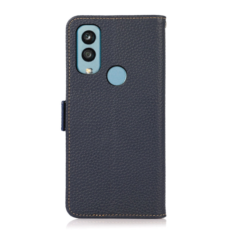 For Kyocera Android One S9 KHAZNEH Side-Magnetic Litchi Genuine Leather RFID Phone Case(Blue) - More Brand by buy2fix | Online Shopping UK | buy2fix