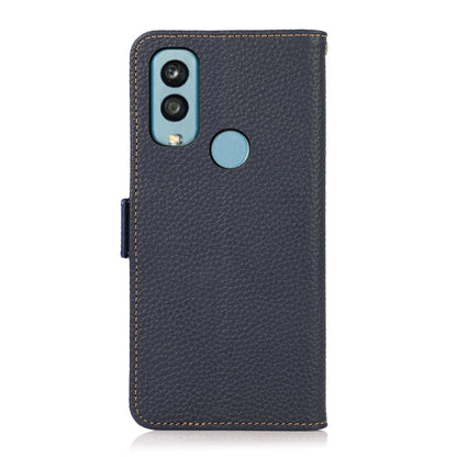 For Kyocera Android One S9 KHAZNEH Side-Magnetic Litchi Genuine Leather RFID Phone Case(Blue) - More Brand by buy2fix | Online Shopping UK | buy2fix