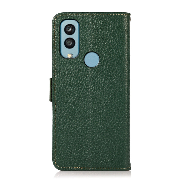 For Kyocera Android One S9 KHAZNEH Side-Magnetic Litchi Genuine Leather RFID Phone Case(Green) - More Brand by buy2fix | Online Shopping UK | buy2fix