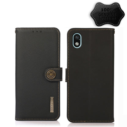 For Sony Xperia Ace III KHAZNEH Custer Genuine Leather RFID Phone Case(Black) - Sony Cases by buy2fix | Online Shopping UK | buy2fix