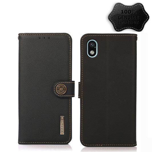 For Sony Xperia Ace III KHAZNEH Custer Genuine Leather RFID Phone Case(Black) - Sony Cases by buy2fix | Online Shopping UK | buy2fix