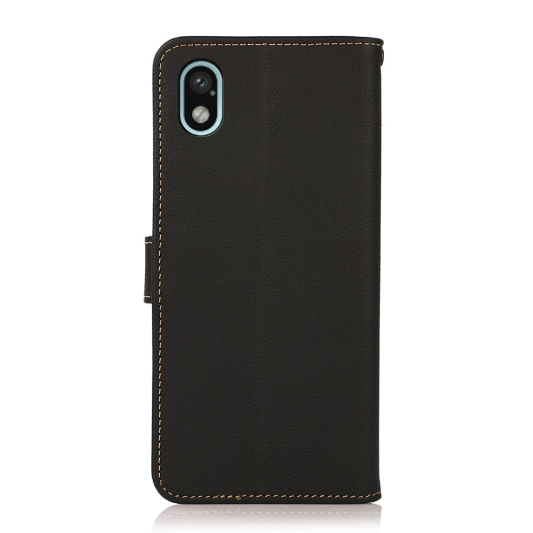 For Sony Xperia Ace III KHAZNEH Custer Genuine Leather RFID Phone Case(Black) - Sony Cases by buy2fix | Online Shopping UK | buy2fix