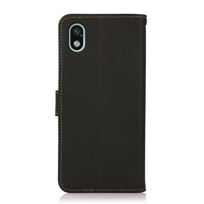 For Sony Xperia Ace III KHAZNEH Custer Genuine Leather RFID Phone Case(Black) - Sony Cases by buy2fix | Online Shopping UK | buy2fix