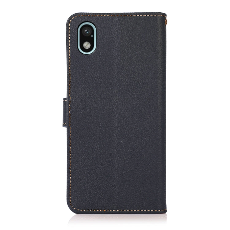 For Sony Xperia Ace III KHAZNEH Custer Genuine Leather RFID Phone Case(Blue) - Sony Cases by buy2fix | Online Shopping UK | buy2fix